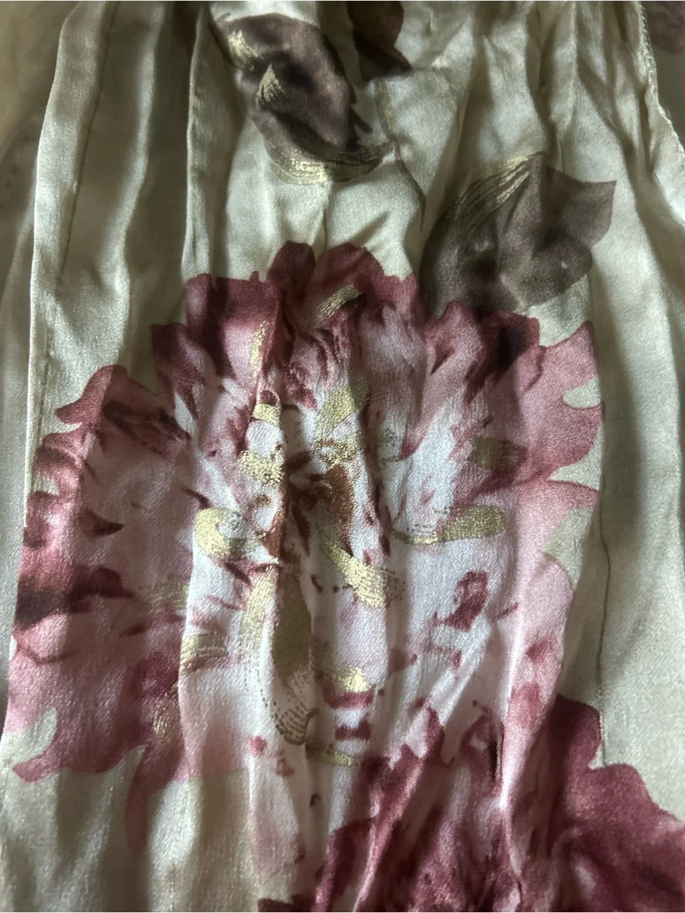Ralph Lauren 100% Silk Floral Scarf in Blush & Burgundy Rose